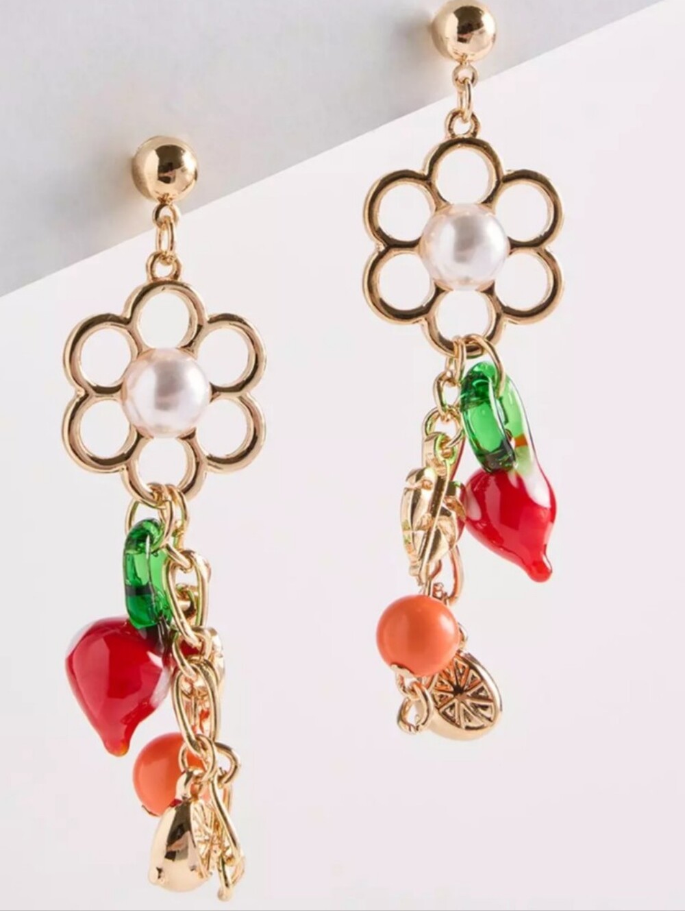 Torrid Retro Floral Fruit Statement Drop Earrings & Necklace NWT